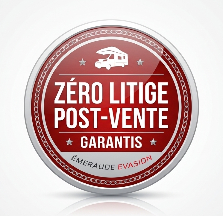 Badge Zéro litige post-vente garantis Émeraude Évasion